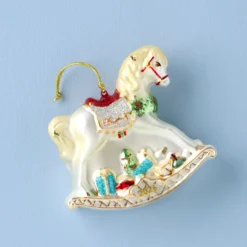 2026 Retro Blown Glass Baby's 1st Rocking Horse Ornament
