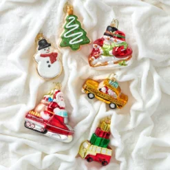 Retro Blown Glass Santa on Snowmobile Ornament