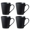 Ridge Black Mugs, Set of 4