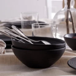 Ridge Black 12-Piece Dinnerware Set