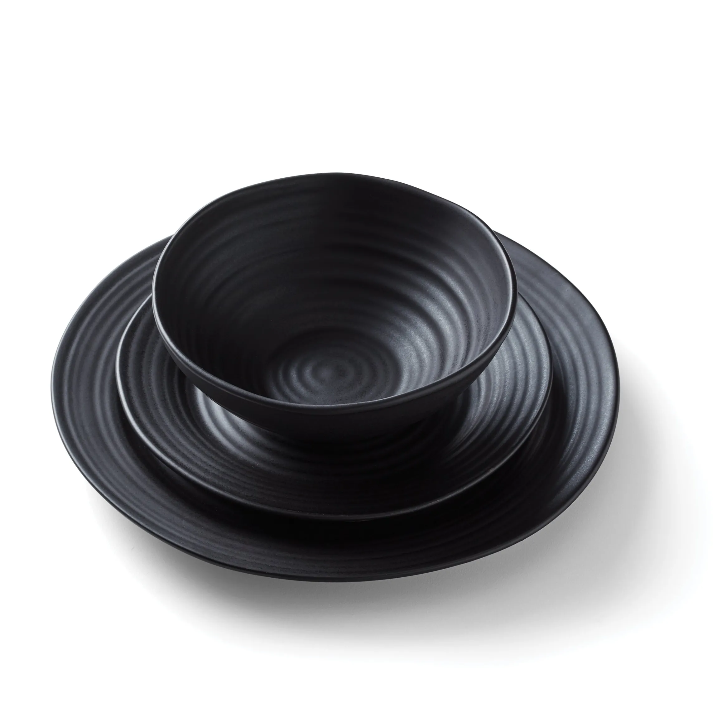 Ridge Black 12-Piece Dinnerware Set