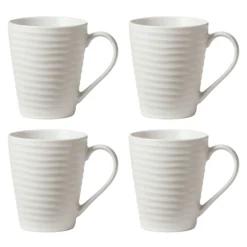 Ridge White Mugs, Set of 4