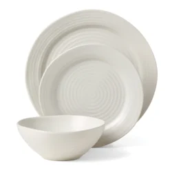 Ridge White 12-Piece Dinnerware Set