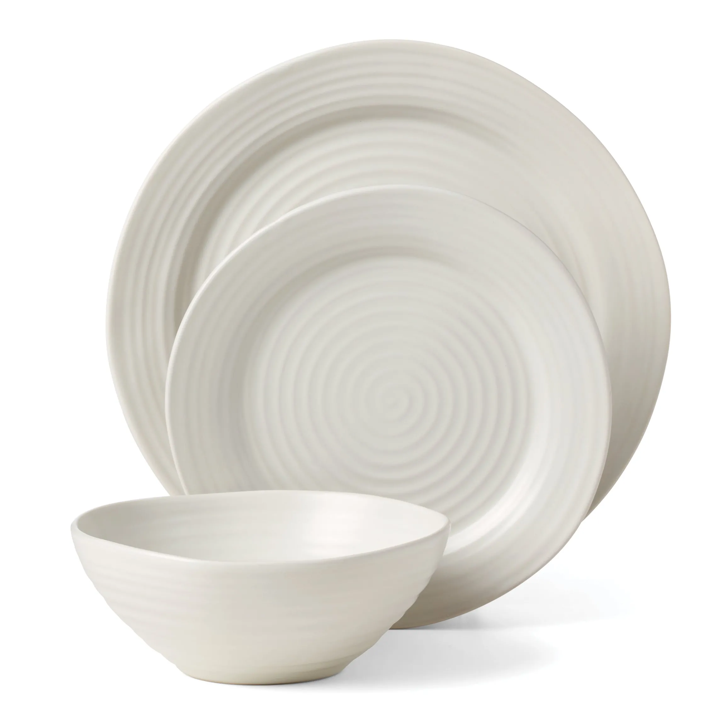 Ridge White 12-Piece Dinnerware Set