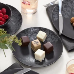 Roseto Charcoal 12-Piece Dinnerware Set