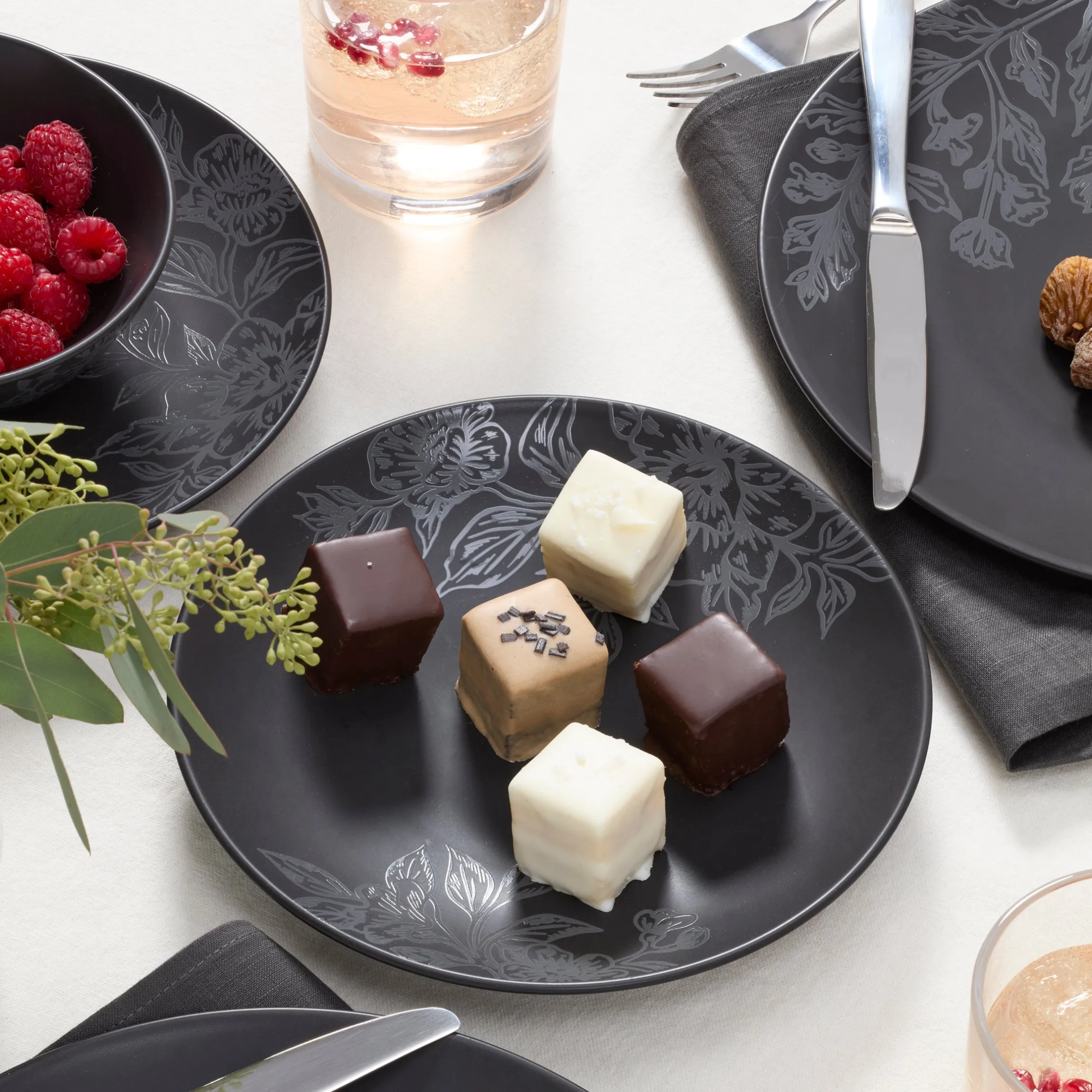 Roseto Charcoal 12-Piece Dinnerware Set