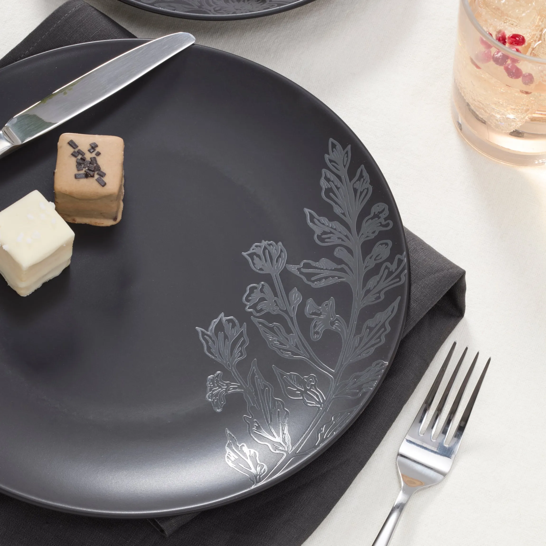Roseto Charcoal 12-Piece Dinnerware Set