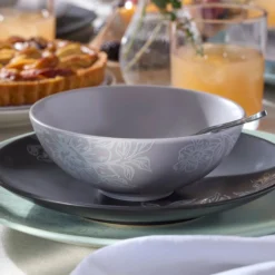 Roseto Charcoal 12-Piece Dinnerware Set