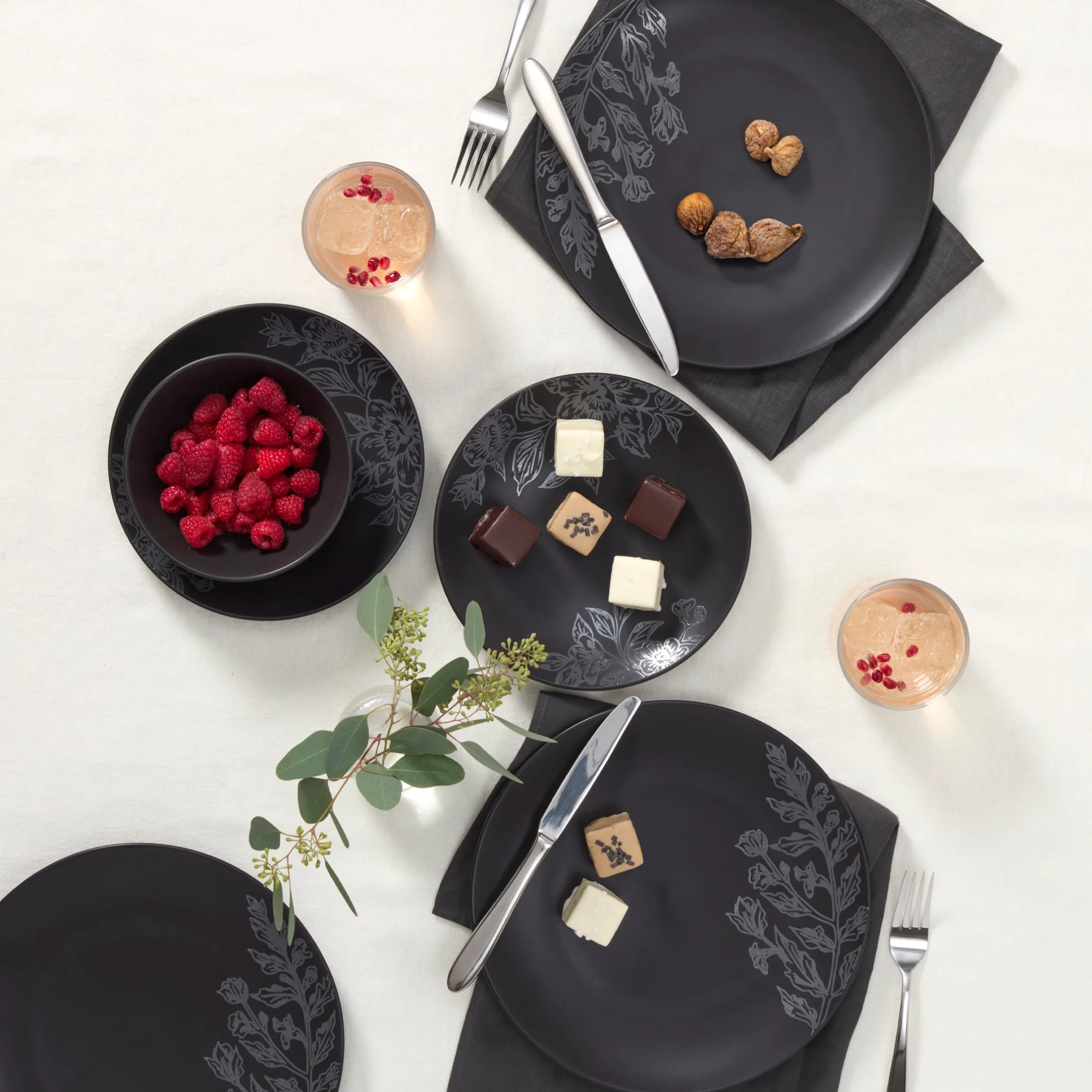 Roseto Charcoal 12-Piece Dinnerware Set