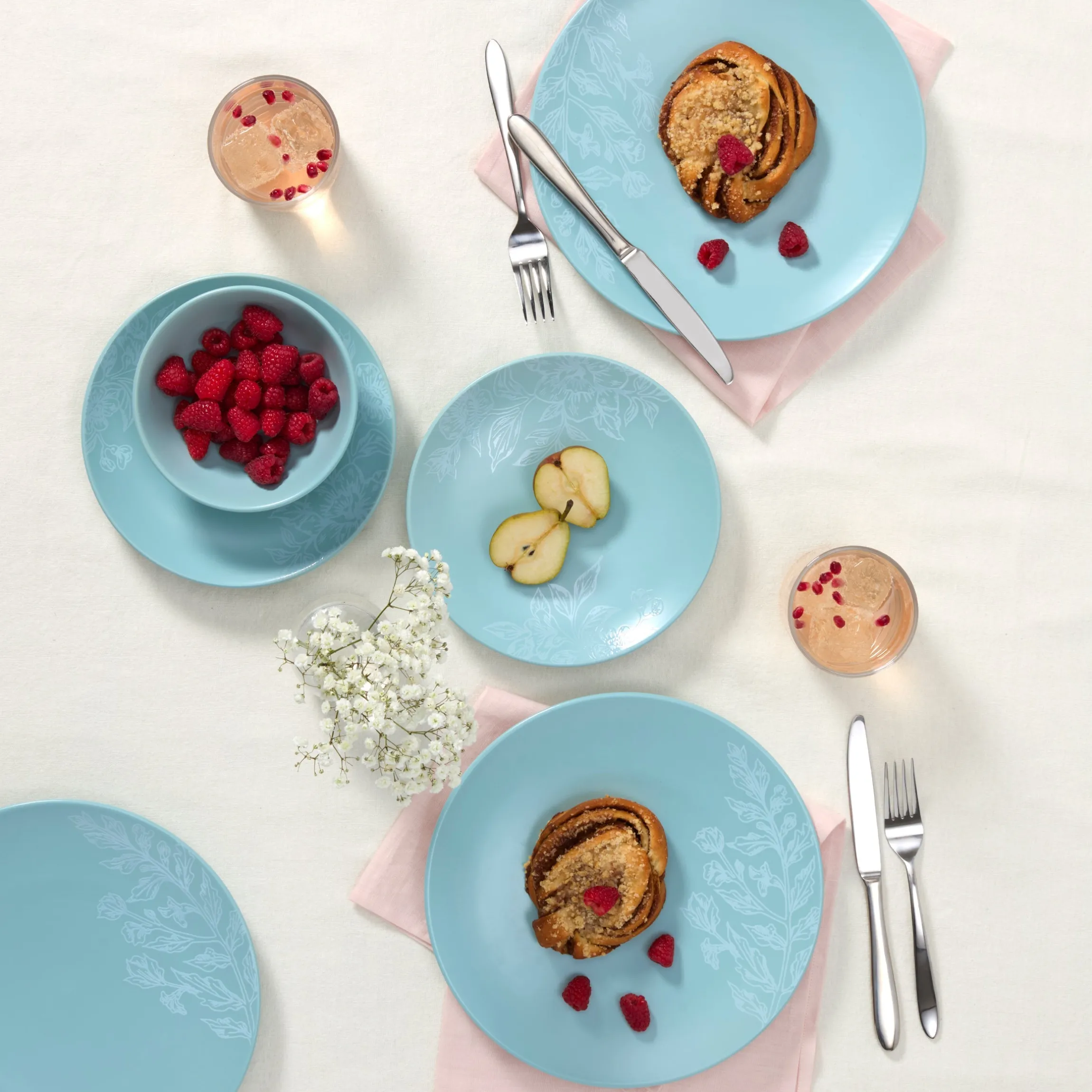 Roseto French Blue 12-Piece Dinnerware Set