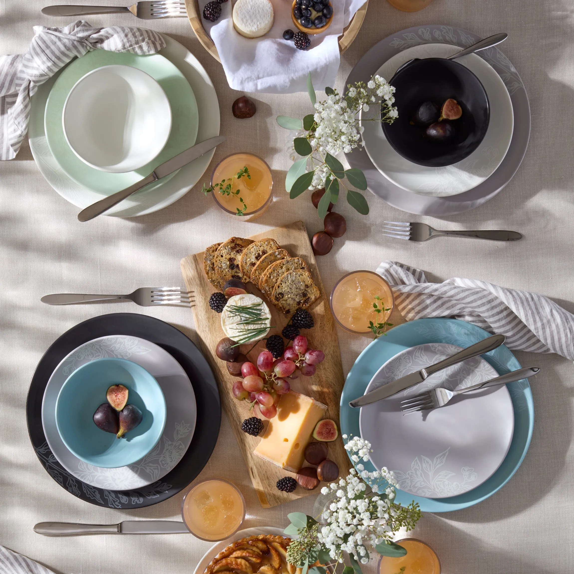 Roseto French Blue 12-Piece Dinnerware Set