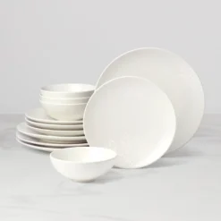 Roseto White 12-Piece Dinnerware Set