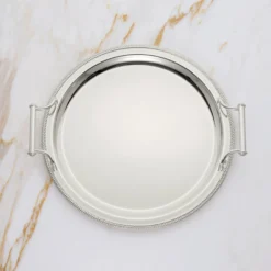 Round Silverplate Tray With Handles