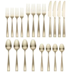 Samira Champagne Satin 20-Piece Flatware Set