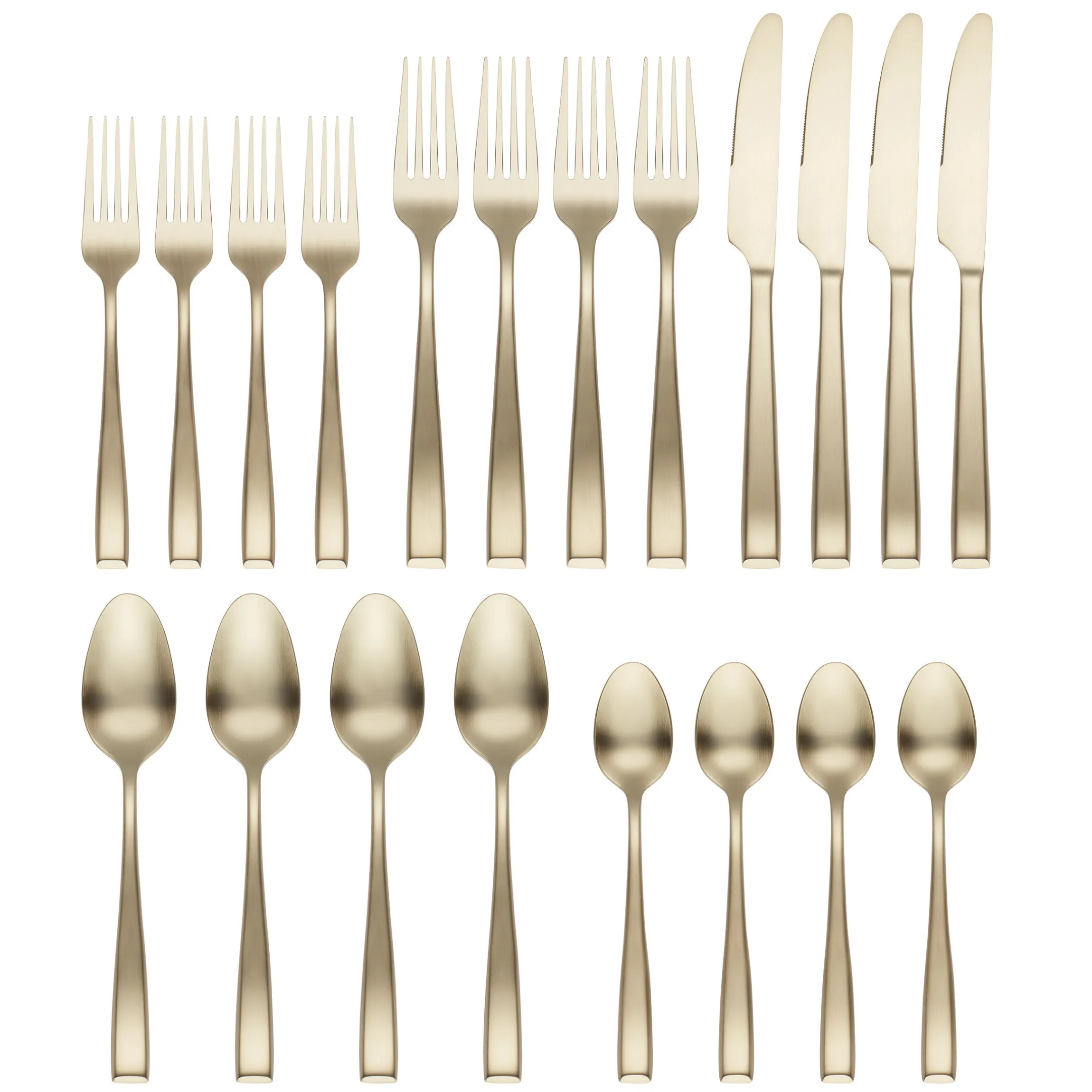 Samira Champagne Satin 20-Piece Flatware Set