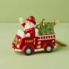 Santa In Fire Truck Ornament