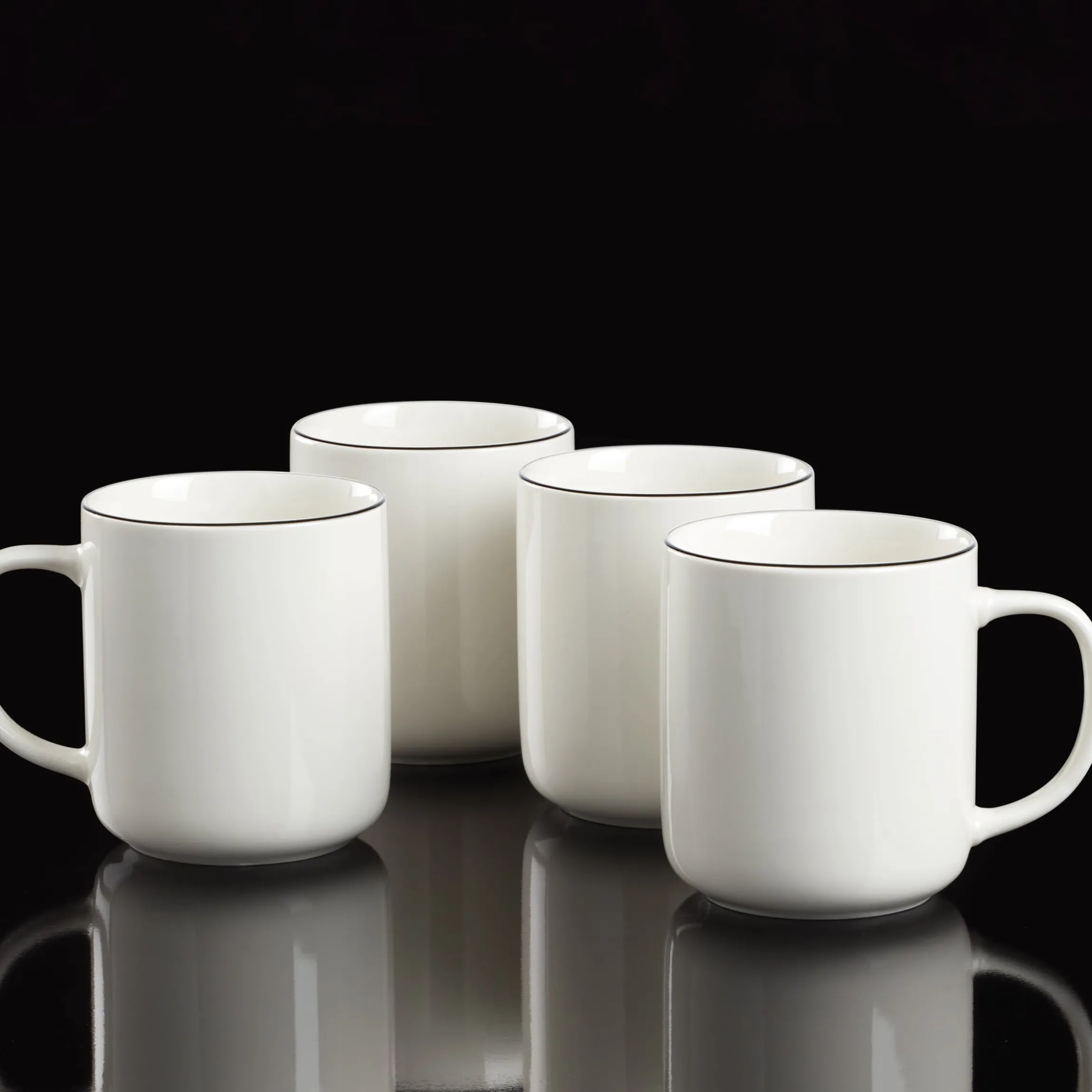 24 Seven Black Rim Mugs, Set of 4