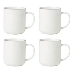 24 Seven Black Rim Mugs, Set of 4