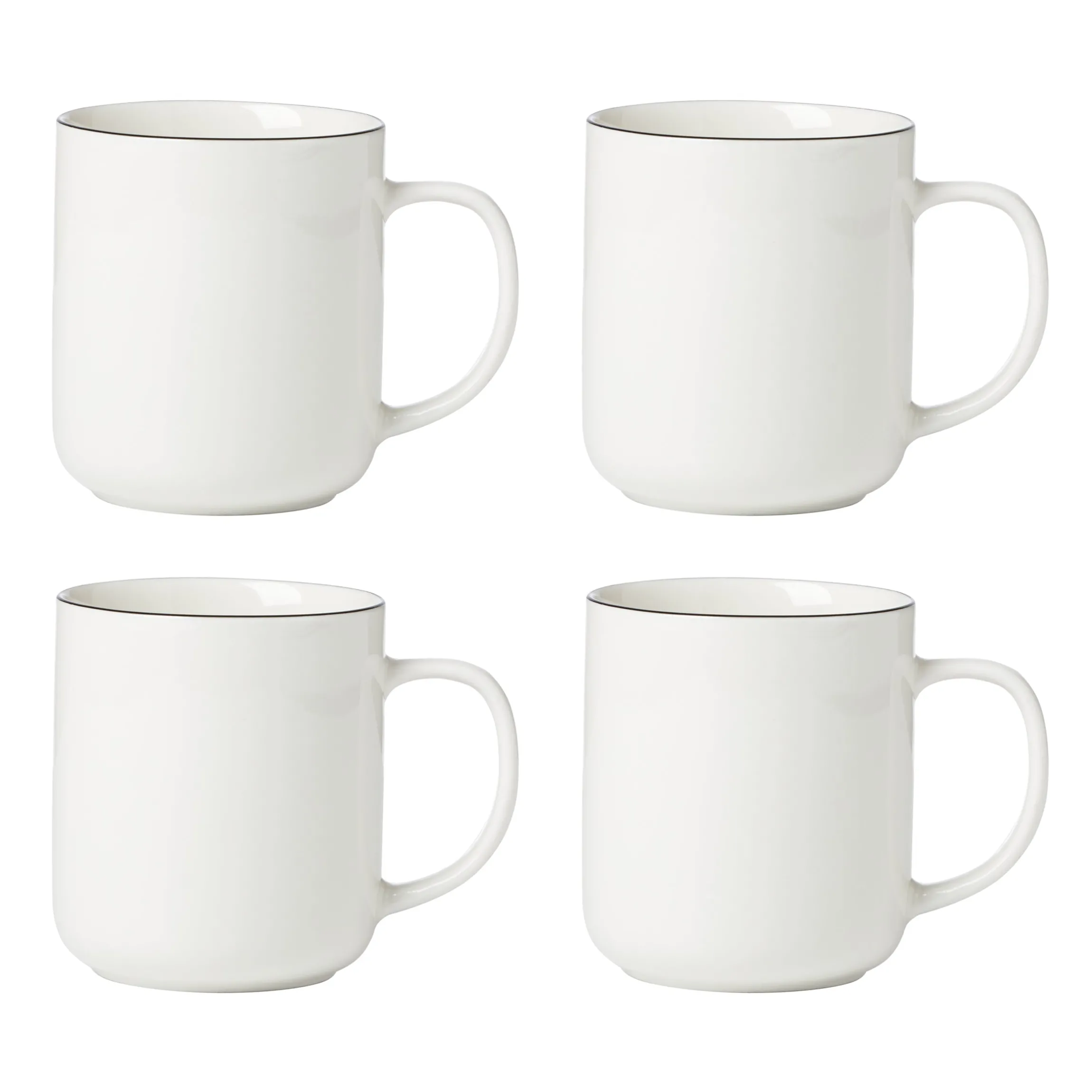 24 Seven Black Rim Mugs, Set of 4