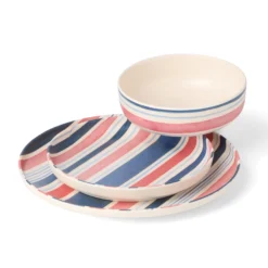 24 Seven Melamine Stripe 12-Piece Dinnerware Set