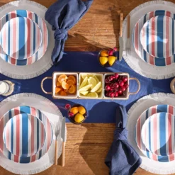 24 Seven Melamine Stripe 12-Piece Dinnerware Set