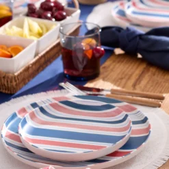 24 Seven Melamine Stripe 12-Piece Dinnerware Set