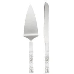Silver Peony 2-Piece Dessert Set