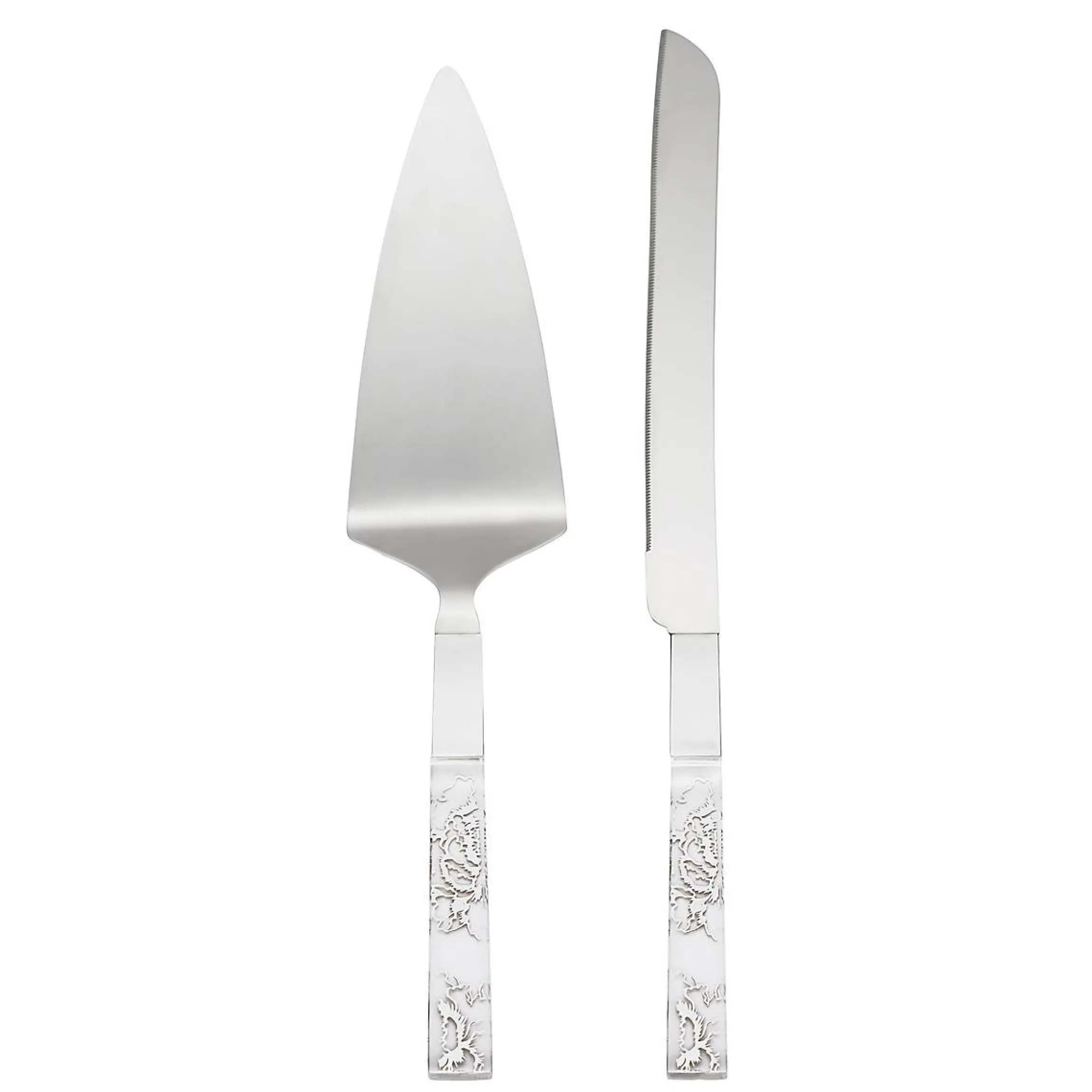 Silver Peony 2-Piece Dessert Set