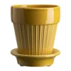 Simona Glazed Amber Yellow 12cm Pot with Saucer