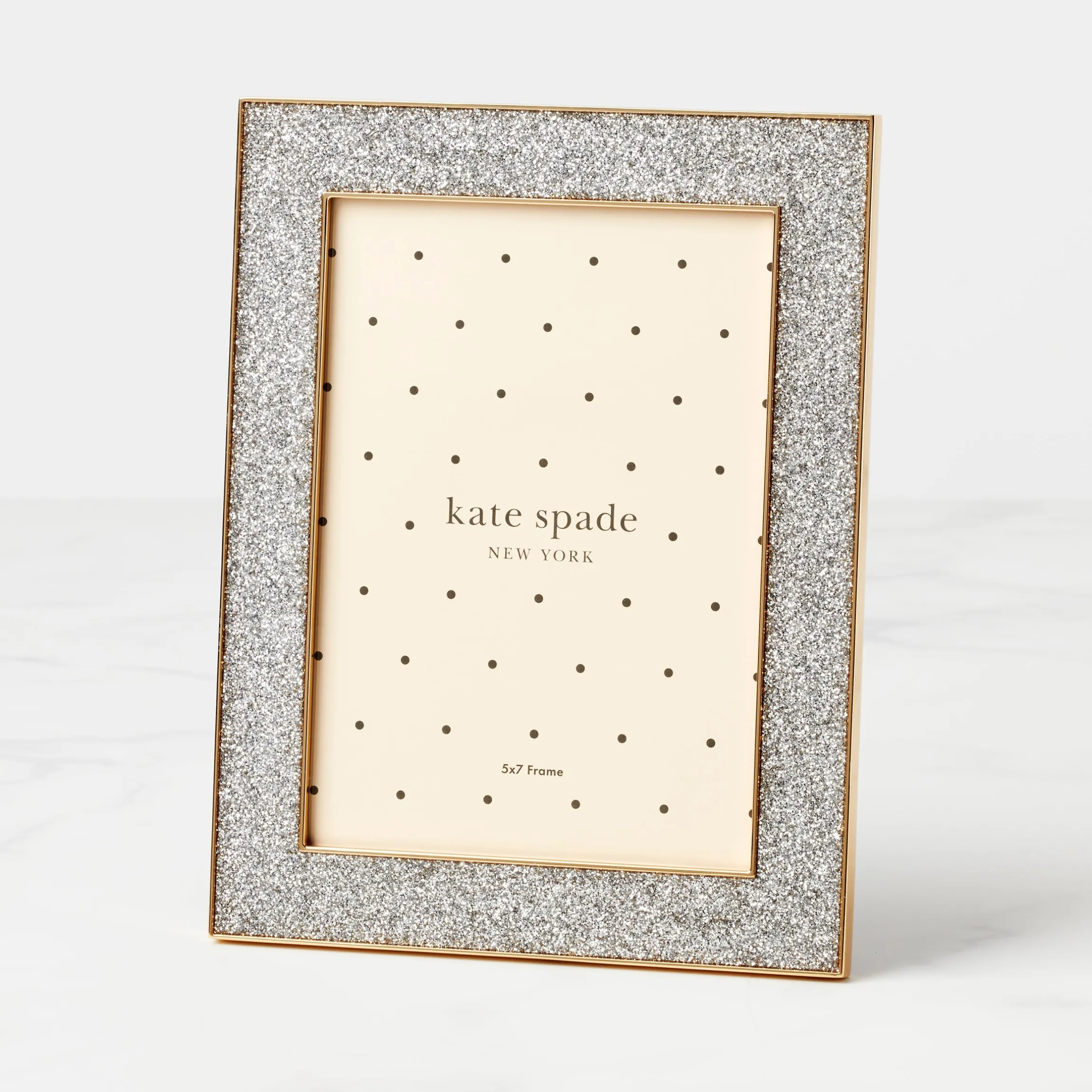 Sitting Pretty Silver Glitter 5x7 Photo Frame
