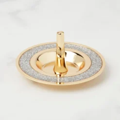 Sitting Pretty Silver Glitter Ring Dish