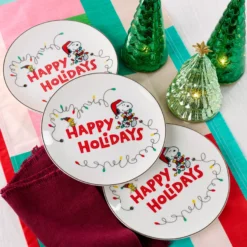 Snoopy Christmas Accent Plates, Set of 4