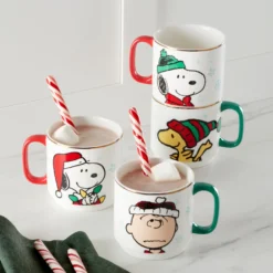 Snoopy Christmas Stacking Mugs, Set of 4