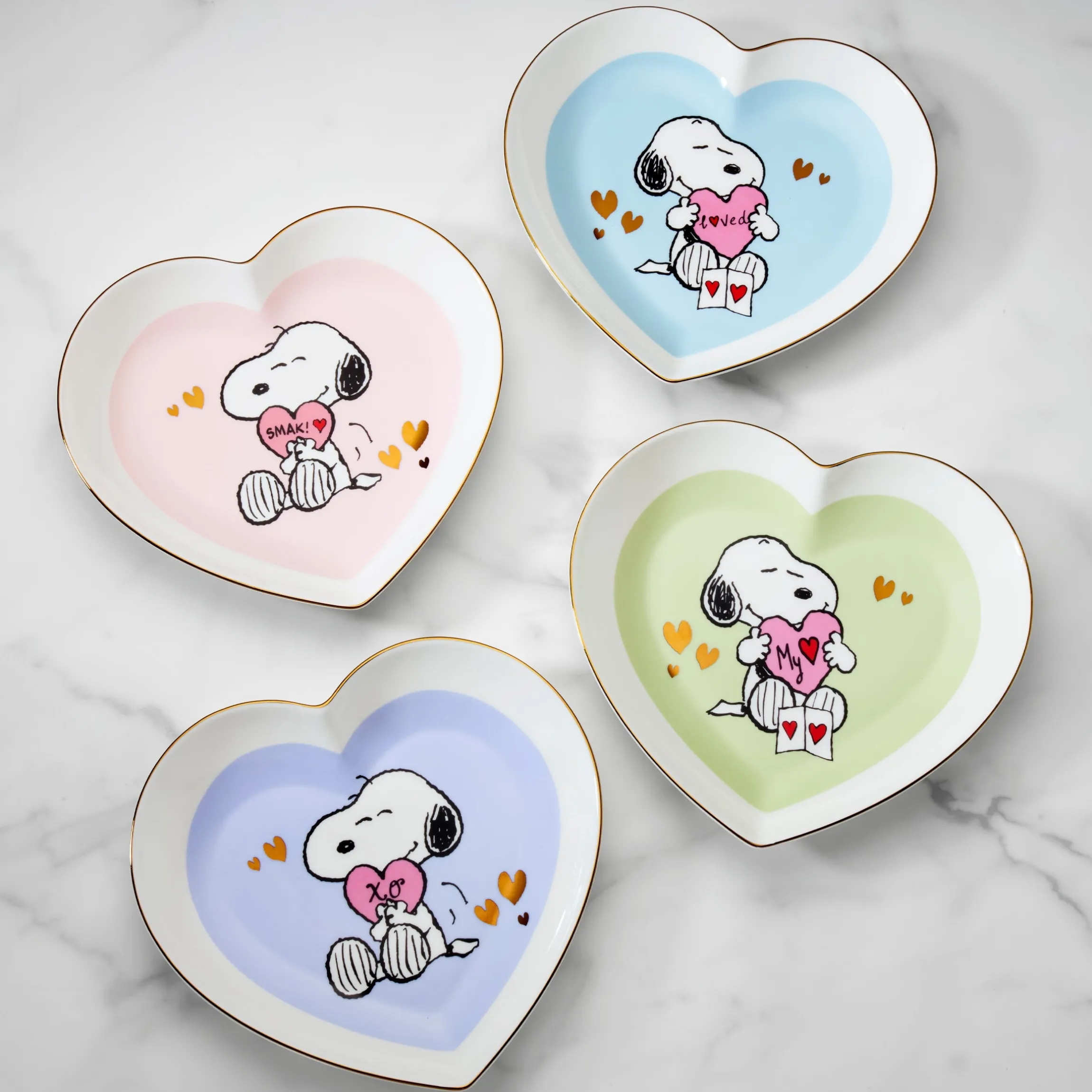 Snoopy Valentine's Day Heart Plates, Set of 4