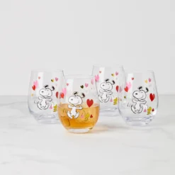 Snoopy Valentine's Day Tumblers, Set of 4