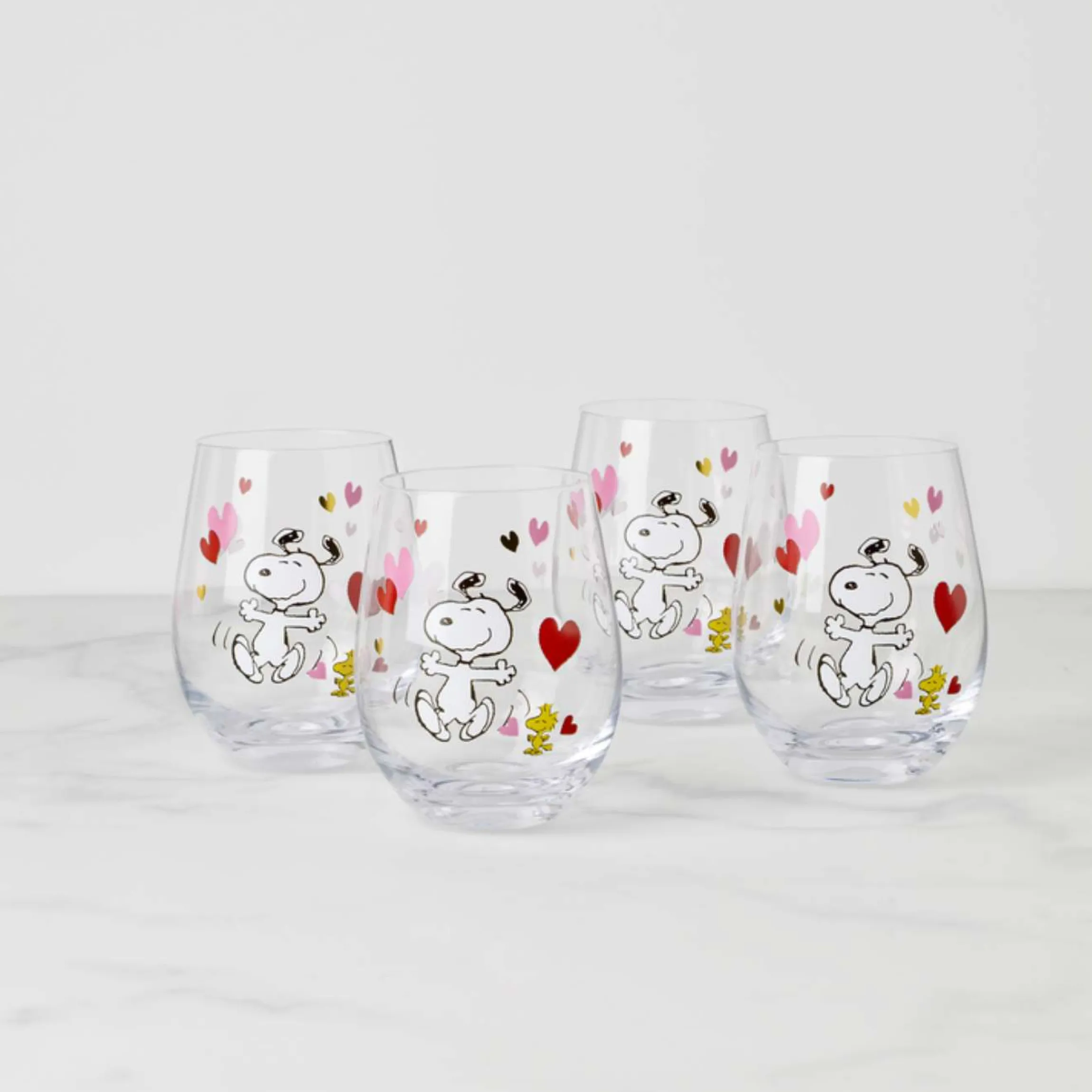 Snoopy Valentine's Day Tumblers, Set of 4