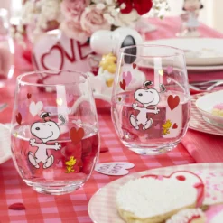Snoopy Valentine's Day Tumblers, Set of 4