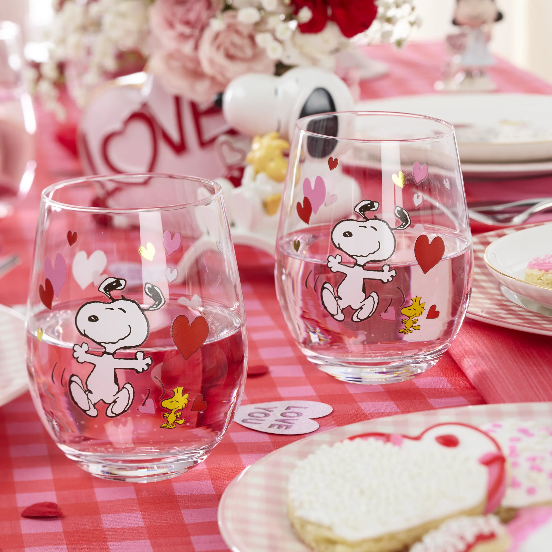 Snoopy Valentine's Day Tumblers, Set of 4