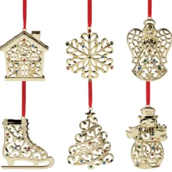 Sparkle & Scroll Gold Ornaments, Set of 6