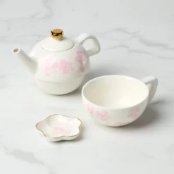 Spring Pansies Tea For One with Tea Bag Holder