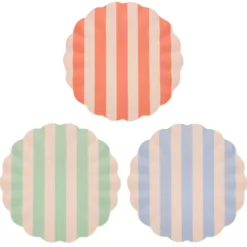 Stripey Assorted Bamboo Large Plates, Set of 6