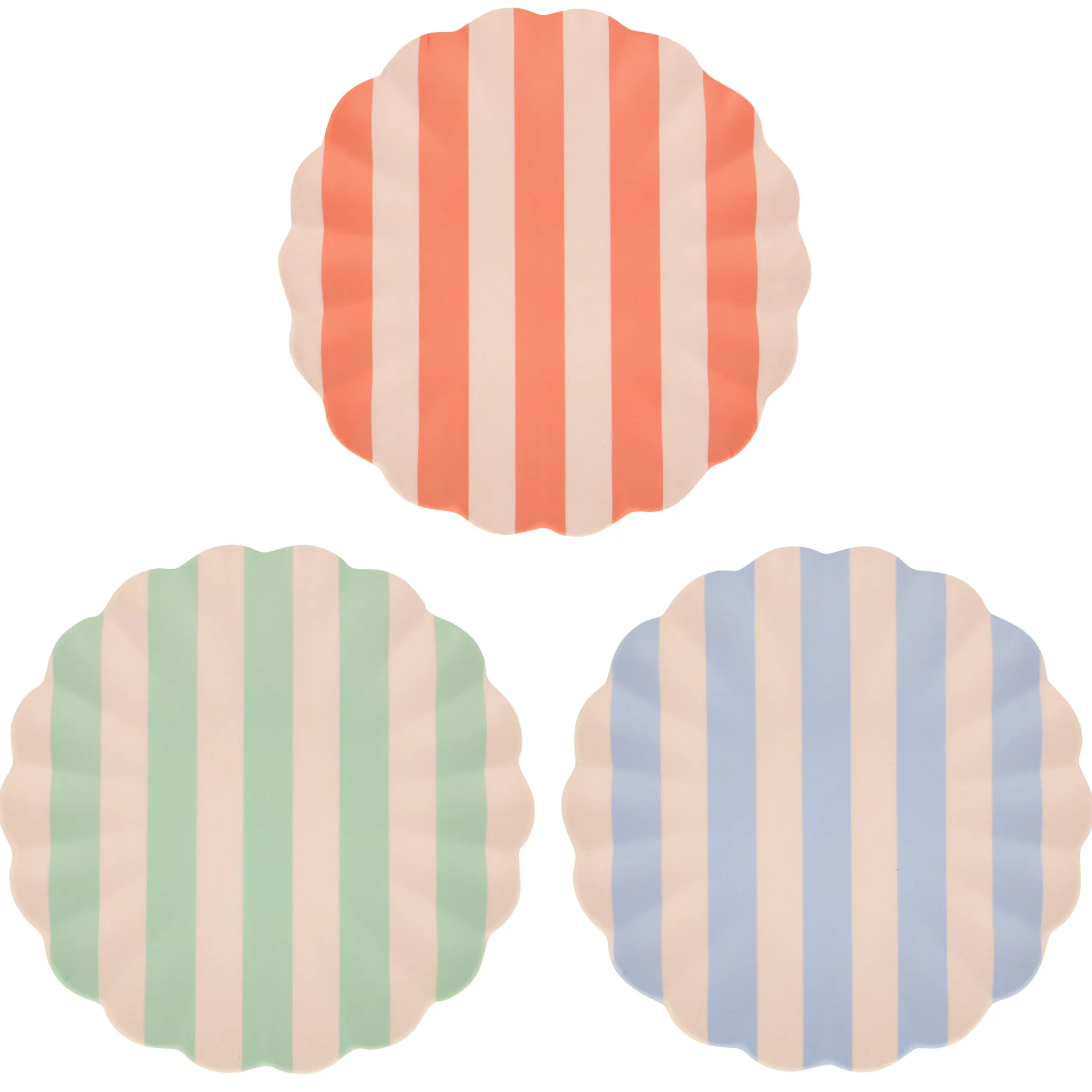 Stripey Assorted Bamboo Large Plates, Set of 6