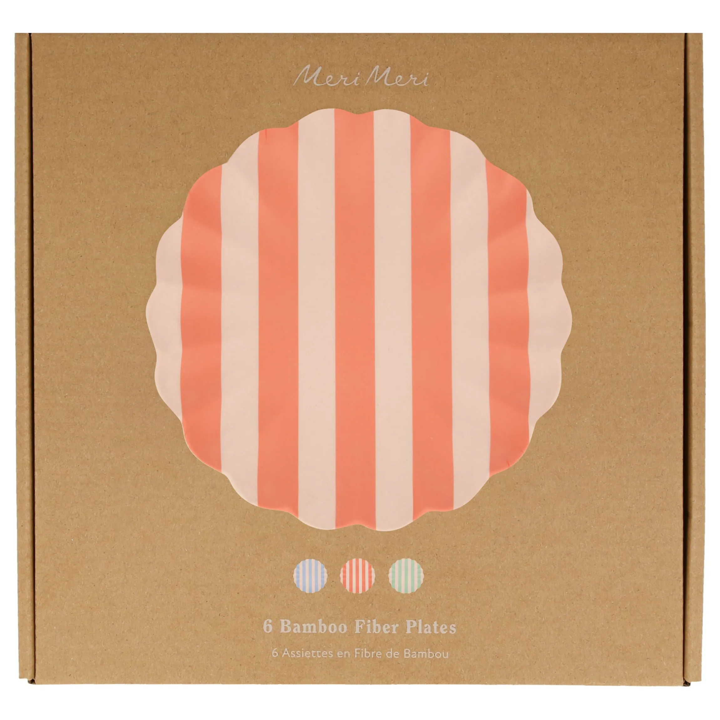 Stripey Assorted Bamboo Large Plates, Set of 6