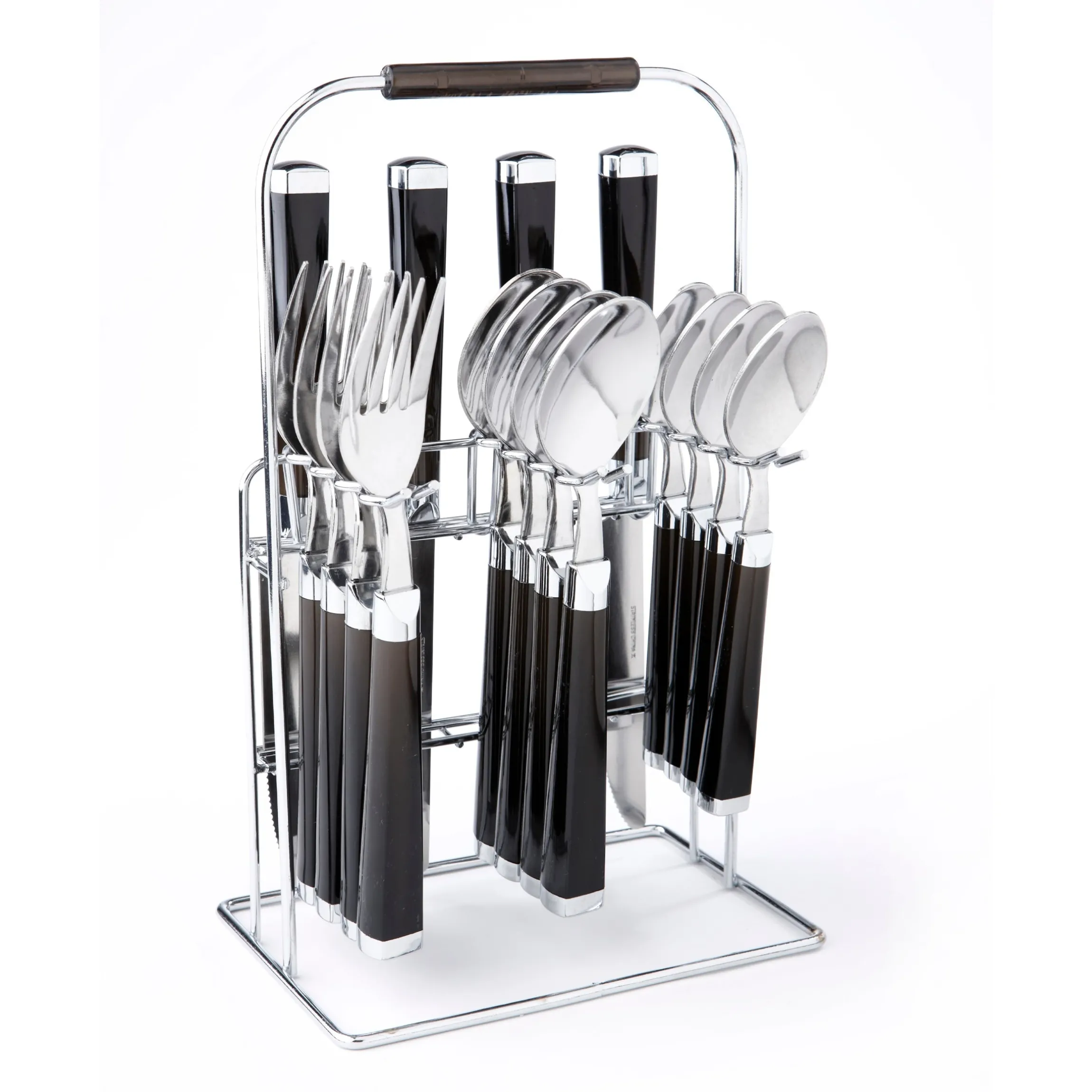 Temptation Black Charcoal Handle 16-Piece Flatware Set