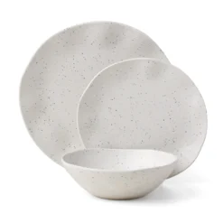 Terrazzo Melamine Cream 12-Piece Dinnerware Set