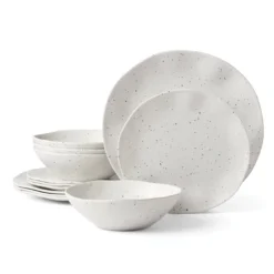 Terrazzo Melamine Cream 12-Piece Dinnerware Set