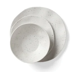 Terrazzo Melamine Cream 12-Piece Dinnerware Set