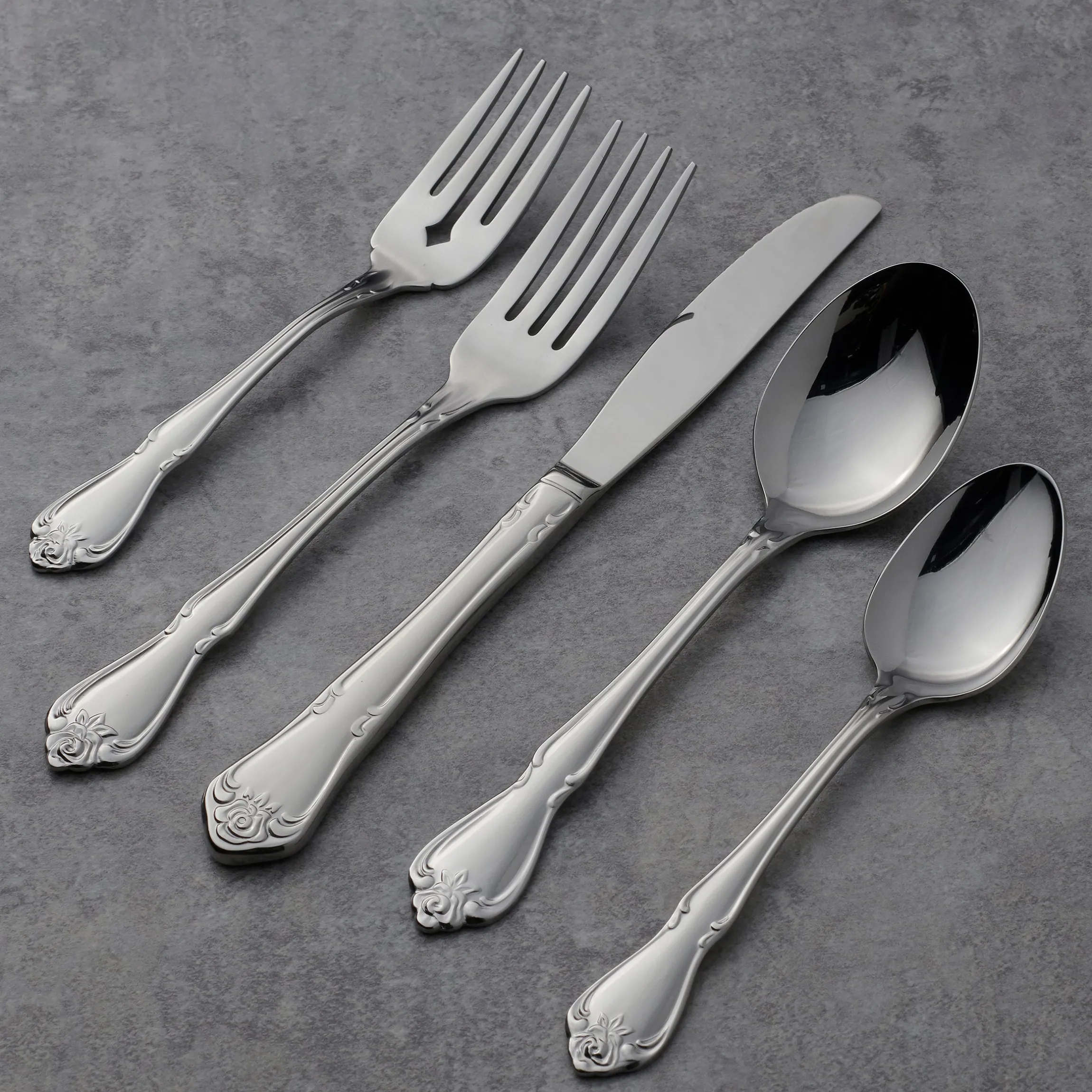 True Rose 20-Piece Everyday Flatware Set, Service For 4