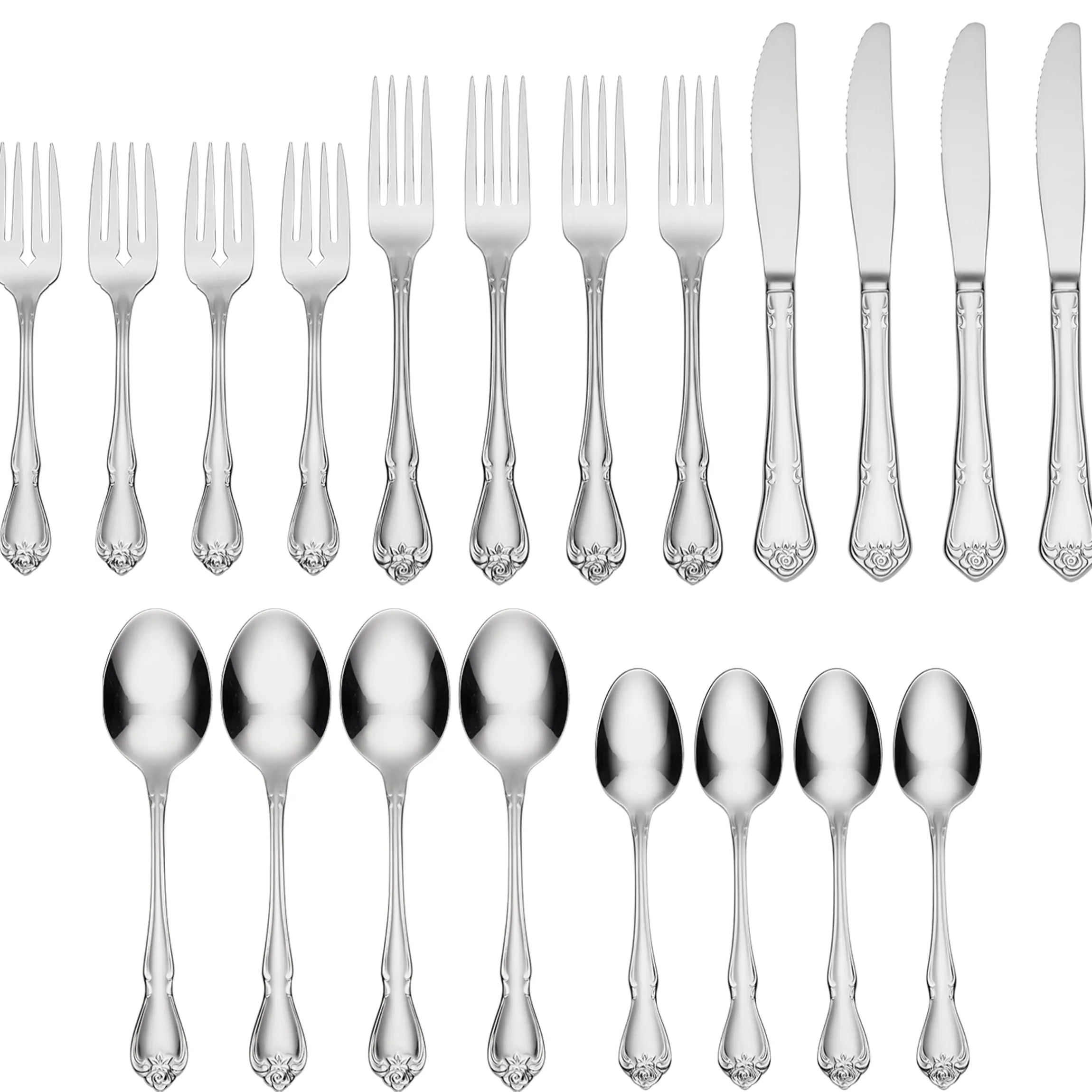 True Rose 20-Piece Everyday Flatware Set, Service For 4