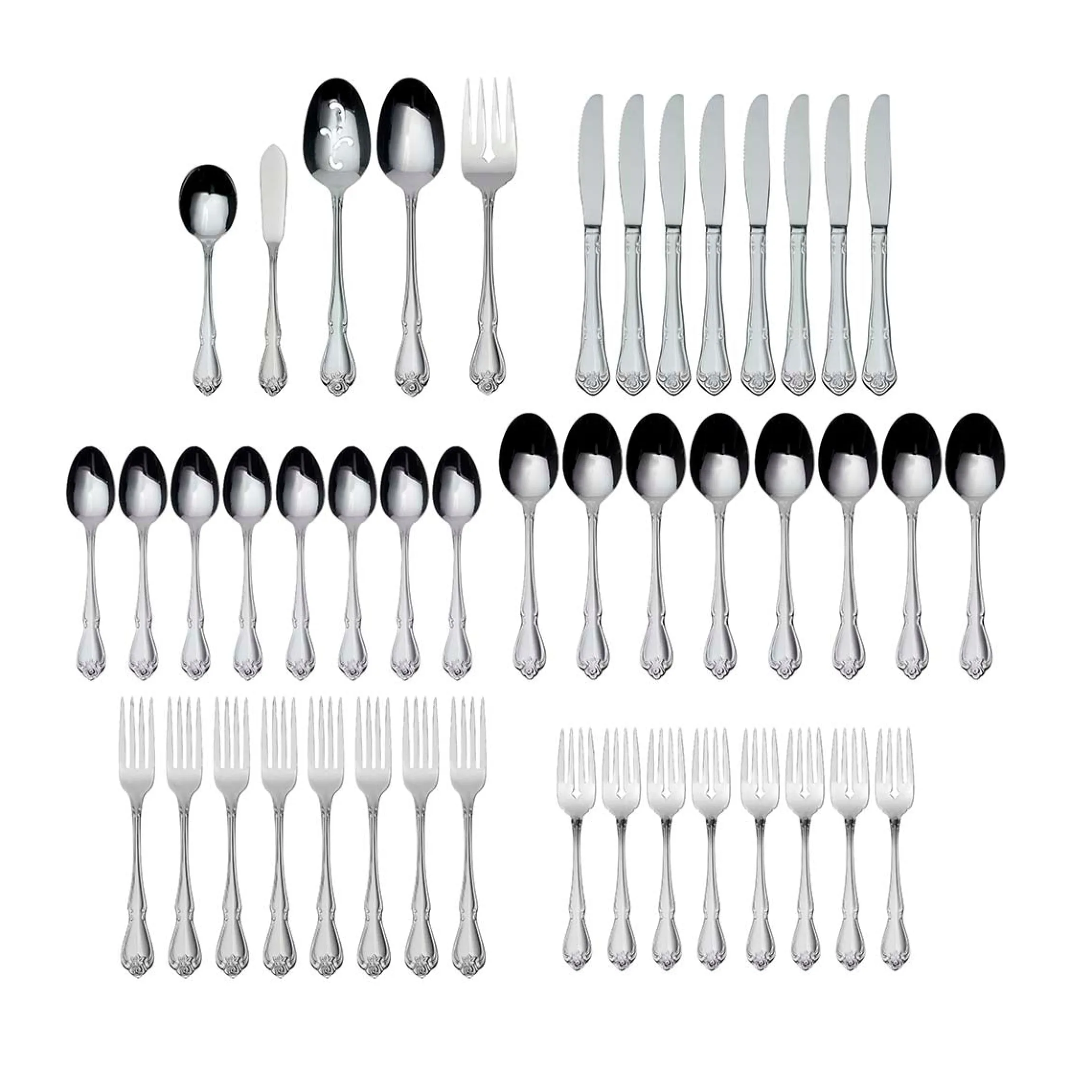True Rose 45 Piece Everyday Flatware Set, Service For 8